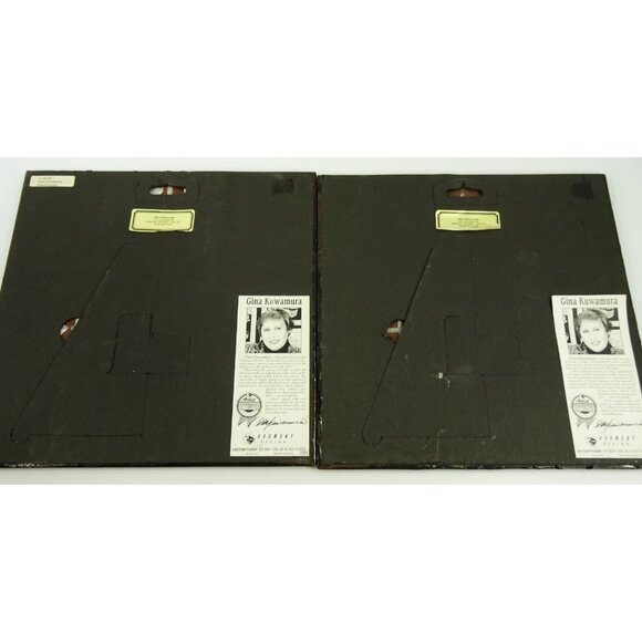 Gina Kuwamura Art Tiles Pair Singing Wind and Hopi Kachina Sunface 12x12in - Picture 8 of 13